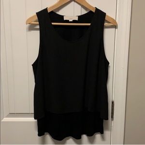 LOFT black mixed media layered tank size L